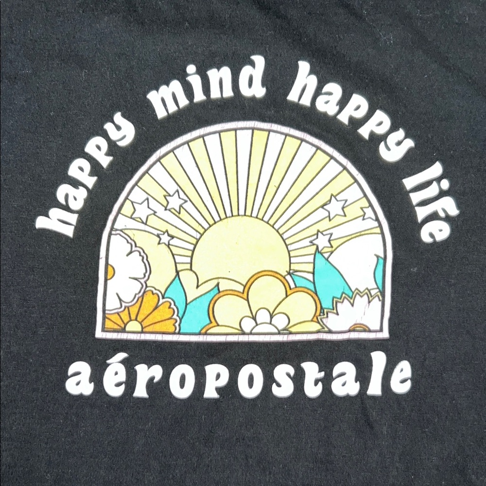 🛍️ 3 for $20 🛍️ - Aeropostale Women’s Black Tee with Colourful Graphic - Picture 3 of 5